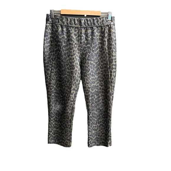 Ganni Pants - Ganni Metallic Green Animal Print Women's Pull On Pants Size‎ 42
